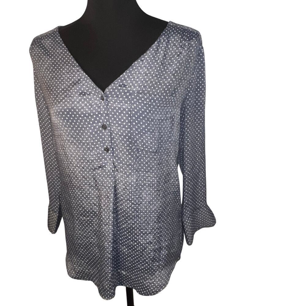 Fred David womens size small polkadot hi/low hem fairy whimsy goth button Henley